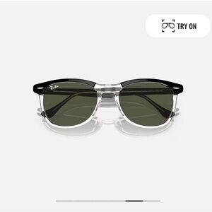 Ray-Ban Eagle Eye Glasses Polished Black on Transparent Grey Lense